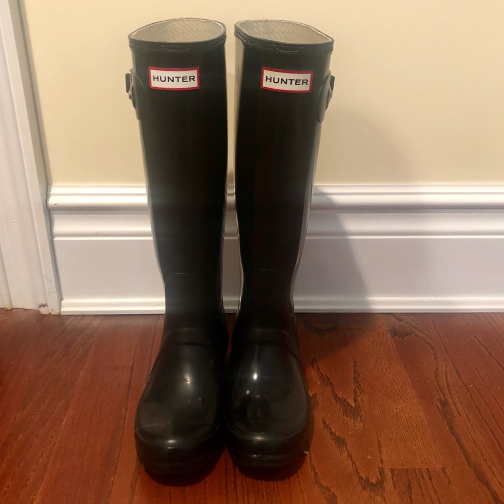 Hunter Original Tall Gloss Black Rain Boots Women’s Size 5